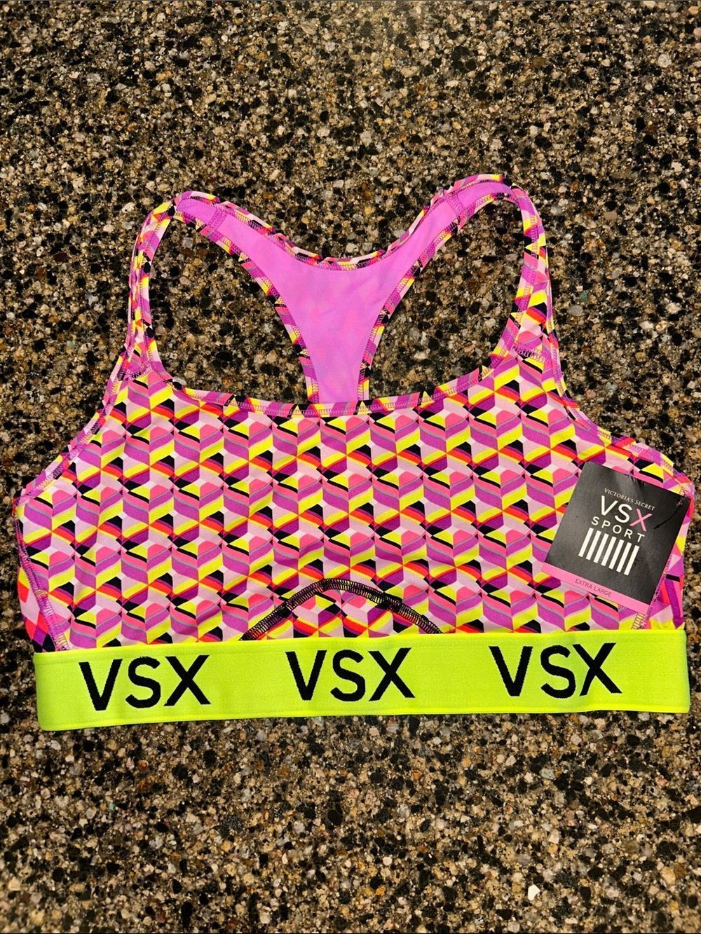 NEW Victoria’s Secret The Player VSX Sport Pink Geometric Racerback Sports Bra - Picture 6 of 6